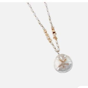Park Lane Silver and Tan Sand Dollar Pendant Necklace